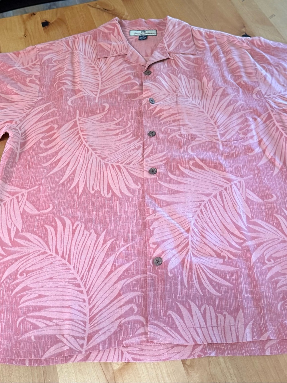 Tommy Bahama Red-Pink Tropical Palm-Print Button Down Shirt